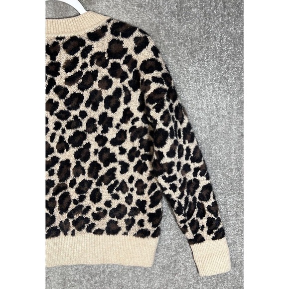 Ann Taylor Animal‎ Print Faux Fur Ribbed Pullover Sweater Womens Size Medium - Picture 6 of 9